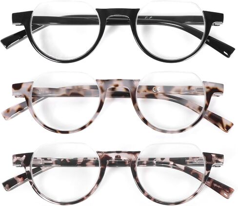 DXYXYO 3 Pack Half Moon Reading Glasses for Women, Stylish Blue Light Blocking Computer Readers with Spring Hinge in Saudi Arabia