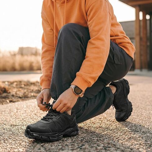 Furuian Steel Toe Shoes for Men Women Lightweight Safety Work Shoes Breathable Steel Toe Sneakers for Women Men Comfortable Breathable Safety Sneakers Unisex All Black Women10.5/Men9 in Kuwait