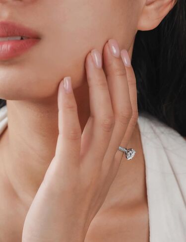 IMOLOVE Moissanite Engagement Rings for Women, 2 Carat D Color VVS1 Solitaire Engagement Promise Rings for Her Round Cut Moissanite Wedding Rings for Women with 18K White Gold Plated Size 5-11 in Kuwait
