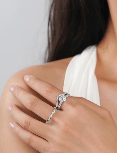 IMOLOVE Moissanite Engagement Rings for Women, 2 Carat D Color VVS1 Solitaire Engagement Promise Rings for Her Round Cut Moissanite Wedding Rings for Women with 18K White Gold Plated Size 5-11 in Kuwait