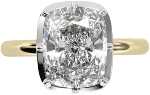 3 Carat Elongated Cushion Moissanite Diamond Engagement Ring: Georgian Button Back Settin,14 kt Gold Plated wedding gift,Gift For Her,gsize 3-12. in Saudi Arabia