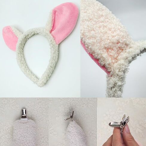 3 Pieces Lamb Sheep Costume Accessories Lamb Ear Headband Bowtie Tail for Halloween Christmas Carnival Cosplay Party Supplies White in Saudi Arabia