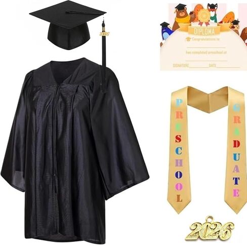 yolsun Kindergarten Graduation Cap and Gown 2026, Child Graduation Gown Cap Set with 2026 Tassel in Kuwait