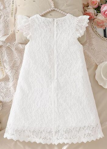 Sweet Lace Ruffle Sleeve Wedding Party Flower Girl Dress in Kuwait