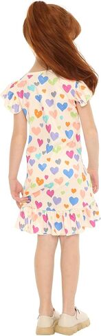 Mud Kingdom Girls Dress Ruffled Flutter Sleeve Crew Neck Cute Printing Casual Summer in Kuwait