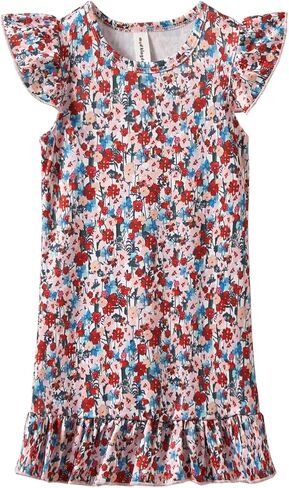 Mud Kingdom Girls Dress Ruffled Flutter Sleeve Crew Neck Cute Printing Casual Summer in Kuwait