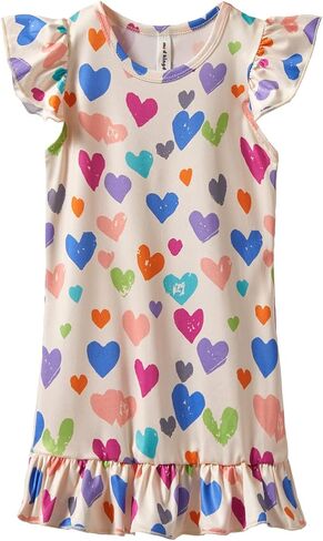 Mud Kingdom Girls Dress Ruffled Flutter Sleeve Crew Neck Cute Printing Casual Summer in Kuwait