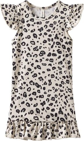 Mud Kingdom Girls Dress Ruffled Flutter Sleeve Crew Neck Cute Printing Casual Summer in Kuwait