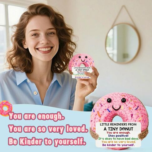Emotional Support Plush Donut Positive Crochet Animals - Birthday Father's Day Graduation Gift for Daughter Friends Coworker Woman Man Self-Care Inspirational Affirmation Gift Positive Potato in Kuwait