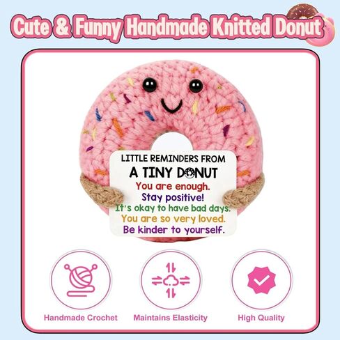 Emotional Support Plush Donut Positive Crochet Animals - Birthday Father's Day Graduation Gift for Daughter Friends Coworker Woman Man Self-Care Inspirational Affirmation Gift Positive Potato in Kuwait