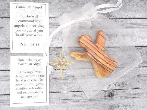Dacaret Factory Olive Wood Guardian Angel, fits in The Hand and Pocket | Reduces Stress and Anxiety | Palm Angel | Angels Figurines | Thumb Stone | Comfort | Worry Stone (1) in Saudi Arabia