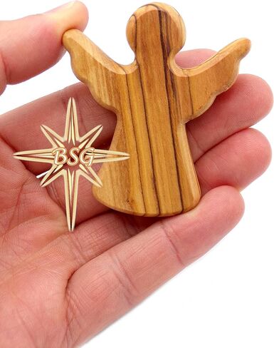 Dacaret Factory Olive Wood Guardian Angel, fits in The Hand and Pocket | Reduces Stress and Anxiety | Palm Angel | Angels Figurines | Thumb Stone | Comfort | Worry Stone (1) in Saudi Arabia