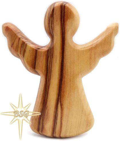 Dacaret Factory Olive Wood Guardian Angel, fits in The Hand and Pocket | Reduces Stress and Anxiety | Palm Angel | Angels Figurines | Thumb Stone | Comfort | Worry Stone (1) in Saudi Arabia