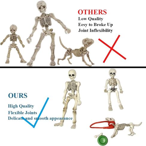 3pcs Cute Fashion Design Mr. Bones Mini Pose Skeleton Model Decorations with Dog Micro Landscape Mini Home Garden Decor Collectible (3pcs Skull) in Saudi Arabia