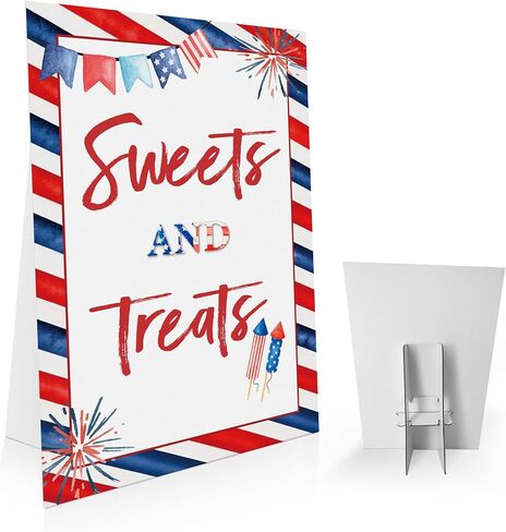 4th of July Party Sign-Hot Dog Bar Grab A Dog & Pile on the Finxin's, Treat Table Decor, Patriotic Independence Day Decorations Red White and Blue -DLRLP04 in Saudi Arabia
