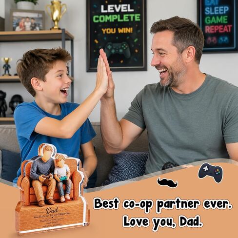 Dad Gamer Gift from Son, Father’s Day Birthday Christmas Gift for Dad, Funny Game Room Desk Decor for Daddy Stepdad Papa, Father Son Gaming Plaque in Saudi Arabia