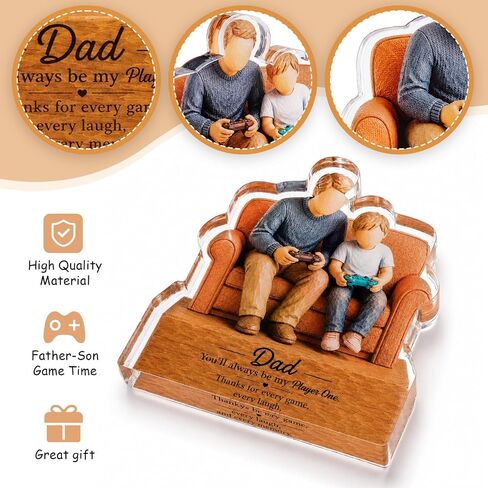Dad Gamer Gift from Son, Father’s Day Birthday Christmas Gift for Dad, Funny Game Room Desk Decor for Daddy Stepdad Papa, Father Son Gaming Plaque in Saudi Arabia