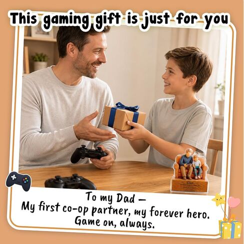 Dad Gamer Gift from Son, Father’s Day Birthday Christmas Gift for Dad, Funny Game Room Desk Decor for Daddy Stepdad Papa, Father Son Gaming Plaque in Saudi Arabia