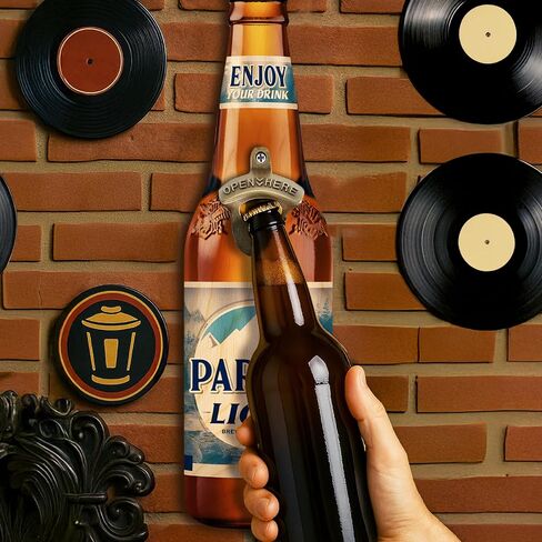 Personalized Beer Bottle Wall Mounted Opener Sign for Dad - Custom Name Plywood Bar Decor Gift for Men - Rustic Man Cave Kitchen Tool with Screws for Father's Day, Birthday, Christmas in Kuwait
