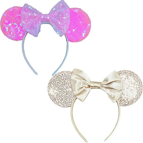 2Pack Mouse Ears for Women Girls Heandbands Outfit Essentials Park Mouse Ears Hair Accessories Birthday Decorations in Kuwait