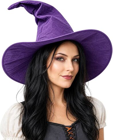 MCJC Witch Hat for Adults, Ruched Wide Brim, Halloween Masquerade Party Costume Accessory, Multiple Colors in Saudi Arabia