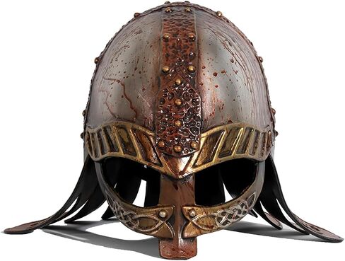 whitefeather Viking Warrior Helmet, Plastic Norse Barbarian Costume Hat, Medieval Cosplay Accessory for Adults, Halloween Party in Saudi Arabia