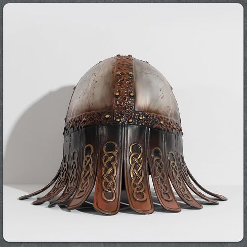 whitefeather Viking Warrior Helmet, Plastic Norse Barbarian Costume Hat, Medieval Cosplay Accessory for Adults, Halloween Party in Saudi Arabia