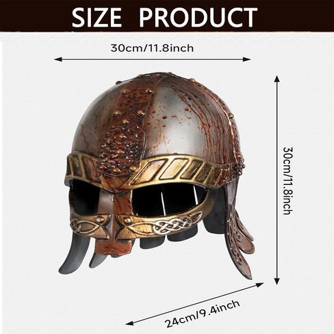 whitefeather Viking Warrior Helmet, Plastic Norse Barbarian Costume Hat, Medieval Cosplay Accessory for Adults, Halloween Party in Saudi Arabia