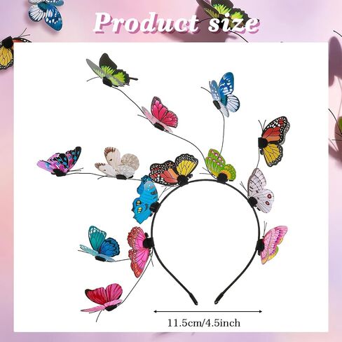Xinjoduz Butterfly Headband Fascinators Hats for Women, Funny Crazy Hair Day Accessories for Girls, Colorful Butterfly Antenna Crown Headpiece for Tea Party, Wedding, Halloween Costume in Kuwait