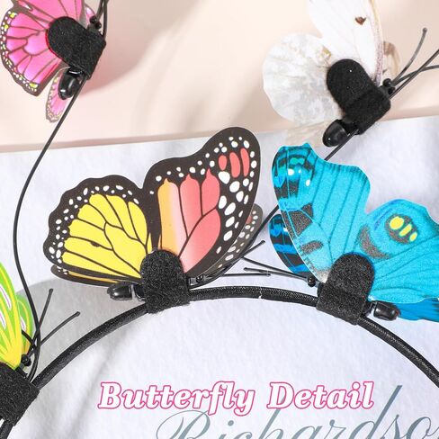 Xinjoduz Butterfly Headband Fascinators Hats for Women, Funny Crazy Hair Day Accessories for Girls, Colorful Butterfly Antenna Crown Headpiece for Tea Party, Wedding, Halloween Costume in Kuwait