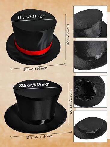 2 Pcs Black Folding Top Hat Magician Collapsible Hat Magic for Adult Halloween Cosplay Costume Accessory Party Show, 2 Style in Saudi Arabia