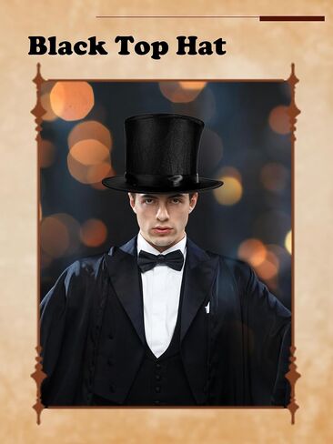 2 Pcs Black Folding Top Hat Magician Collapsible Hat Magic for Adult Halloween Cosplay Costume Accessory Party Show, 2 Style in Saudi Arabia