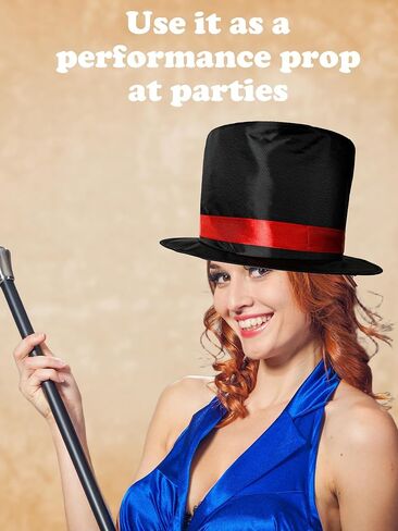 2 Pcs Black Folding Top Hat Magician Collapsible Hat Magic for Adult Halloween Cosplay Costume Accessory Party Show, 2 Style in Saudi Arabia