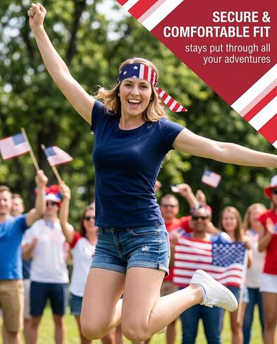 1 Pcs Red White and Blue American Flag Headband 4th of July Bandana Headband for Men and Women independence day decorations in Kuwait