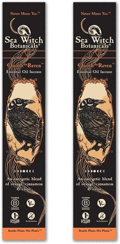 Sea Witch Botanicals Quoth The Raven Incense - 2 Pack | All-Natural Essential Oil Blends | 2 Boxes of 20 Incense Sticks | Non-Toxic | Ritual, Energy & Creativity | Cinnamon, Clove & Orange in Saudi Arabia