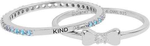 Origami Owl Disney .925 Sterling Silver Kind CZ Dainty Stacking Rings With Blue Crystals, Size 7 (Set of 2) in Saudi Arabia