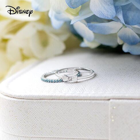 Origami Owl Disney .925 Sterling Silver Kind CZ Dainty Stacking Rings With Blue Crystals, Size 7 (Set of 2) in Saudi Arabia