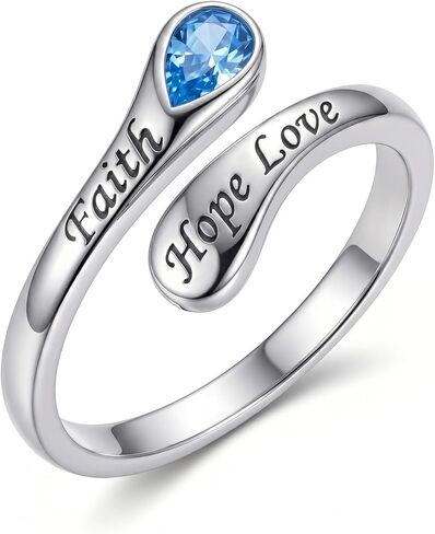I Am Enough/God Is With Me/Let Go Let God/Faith Over Fear/Faith Hope Love/Just Breathe Open Ring 925 Sterling Silver Hope Spoon Ring Jewelry Gifts for Women in Saudi Arabia