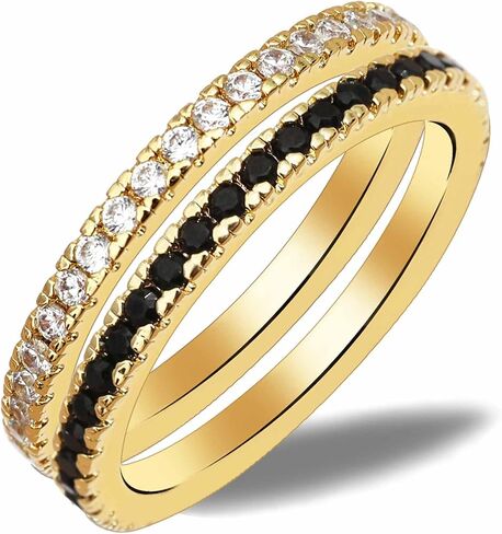S SUSANN 14k Real Gold Plated Eternity Band Rings for Women,Gold Stackable Rings for Women Non Tarnish Personalized Promise Rings for Her in Saudi Arabia
