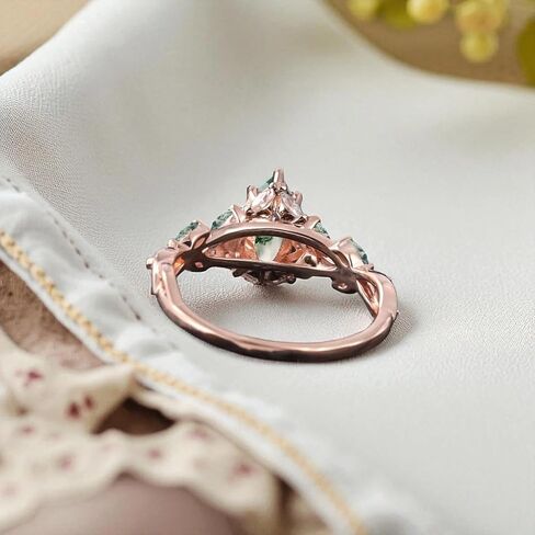 Vintage Marquise Moss Agate Engagement Ring Unique Promise Ring For Her Rose Gold Art Deco Leaf Gemstone Branch Nature Inspired Cluster Ring in Kuwait