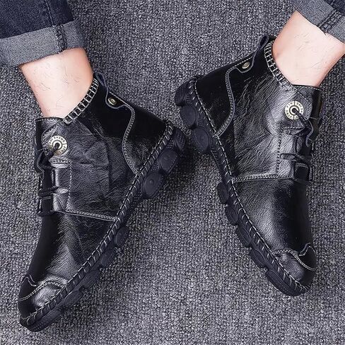 Men's Ankle Chukka Boots Mid-Up Men Leather Casual Lightweight Ankle Boot Hand Stitching Lace Up Fashionable Boots for Men Outdoor Working in Saudi Arabia