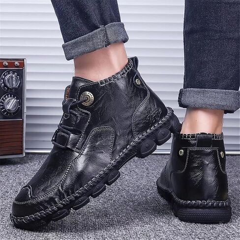 Men's Ankle Chukka Boots Mid-Up Men Leather Casual Lightweight Ankle Boot Hand Stitching Lace Up Fashionable Boots for Men Outdoor Working in Saudi Arabia