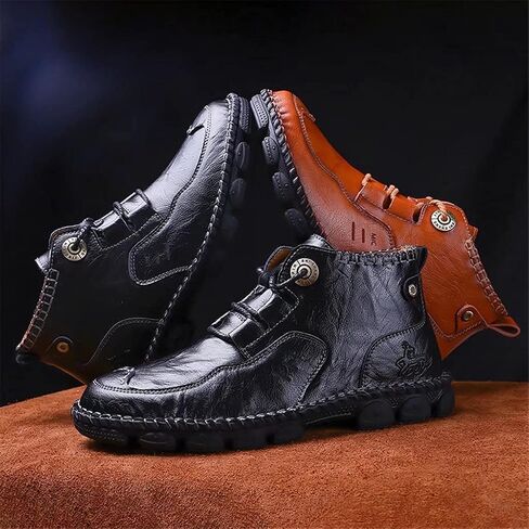 Men's Ankle Chukka Boots Mid-Up Men Leather Casual Lightweight Ankle Boot Hand Stitching Lace Up Fashionable Boots for Men Outdoor Working in Saudi Arabia