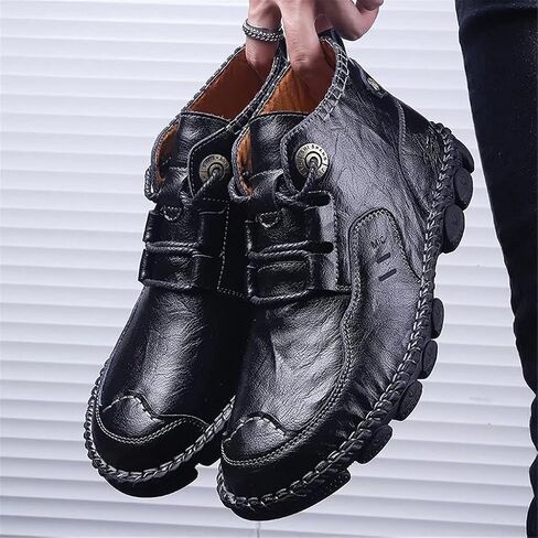 Men's Ankle Chukka Boots Mid-Up Men Leather Casual Lightweight Ankle Boot Hand Stitching Lace Up Fashionable Boots for Men Outdoor Working in Saudi Arabia
