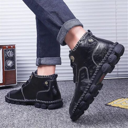 Men's Ankle Chukka Boots Mid-Up Men Leather Casual Lightweight Ankle Boot Hand Stitching Lace Up Fashionable Boots for Men Outdoor Working in Saudi Arabia
