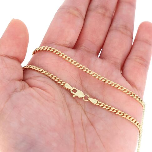 Nuragold 10k Real Yellow Gold Miami Cuban Lightweight Link 3mm Chain Necklace (16"-30") Italian Jewelry for Men & Women in Kuwait