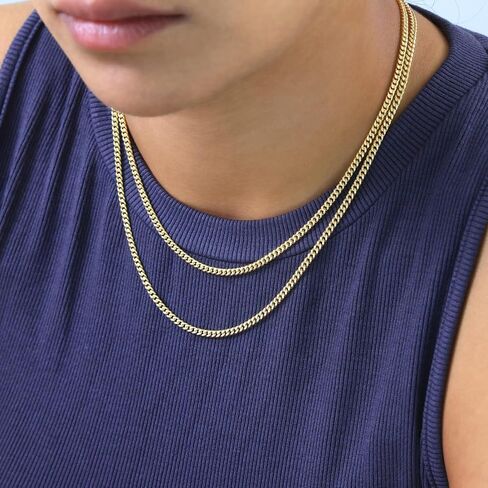 Nuragold 10k Real Yellow Gold Miami Cuban Lightweight Link 3mm Chain Necklace (16"-30") Italian Jewelry for Men & Women in Kuwait