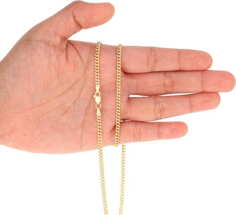 Nuragold 10k Real Yellow Gold Miami Cuban Lightweight Link 3mm Chain Necklace (16"-30") Italian Jewelry for Men & Women in Kuwait