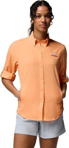 Columbia Women's PFG Tamiami II Long Sleeve Fishing Shirt, Bright Nectar, Medium in Kuwait
