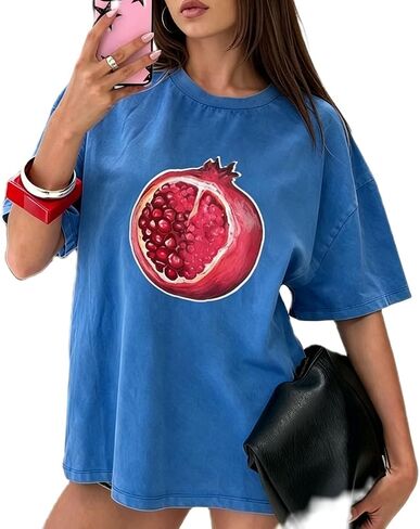 Women Teens Girl Oversized Graphic Shirts Short Sleeve Floral Baggy Tees Y2K Cute Aesthetic Summer Coastal Tops in Saudi Arabia